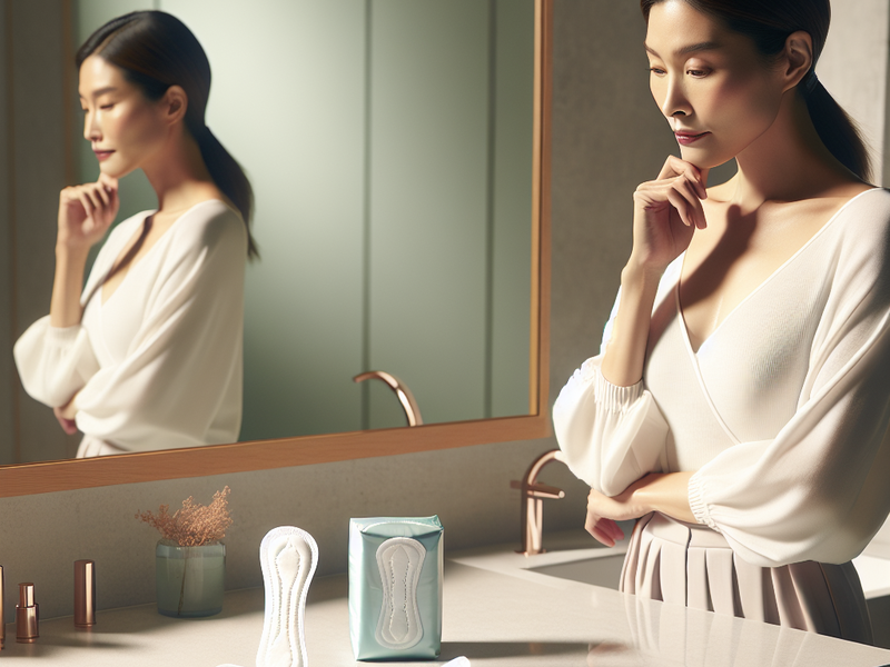 Mulher comparando absorventes seco e suave